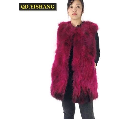 100% real fur coat fox fur vest blouses women fashion 2020 winter New short Raccoon Dog Fur vest QD.YISHANG