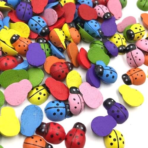 100pcs Mix Ladybug kids/ Baby Round Wood Button Craft Sewing 9x13MM WB425