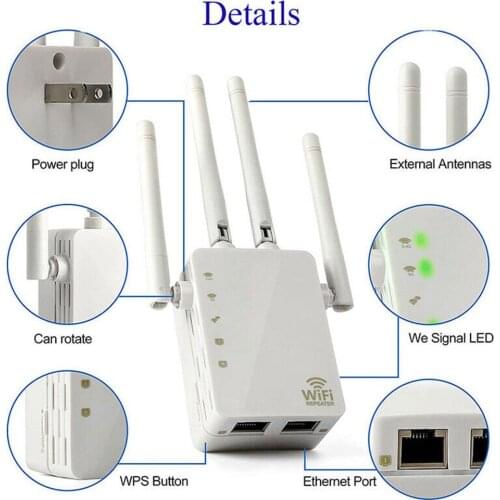 1200Mbps WiFi Range Extender Repeater Signal Booster Wireless Amplifier Router