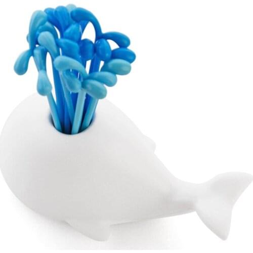 16 Pcs/Set Cute White Whale Fruit Fork Cake Snack Food Fruit Dessert Pick Toothpick SCVD889