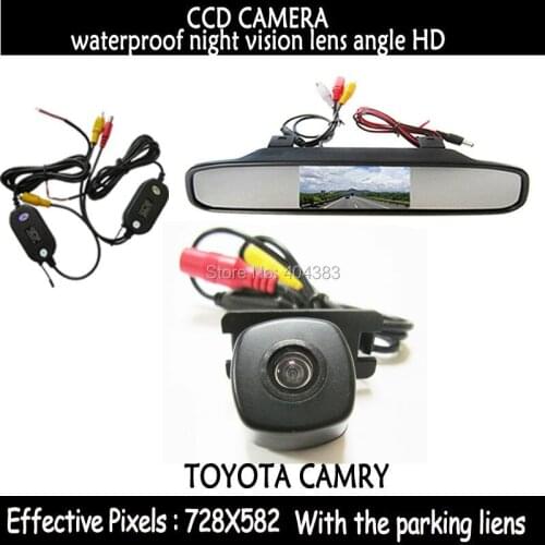 2.4 GHz Wireless Transmitter Receiver CCD Chip Car Rear View Reverse Parking CAMERA + 4.3' rearview monitor for toyota camry2008