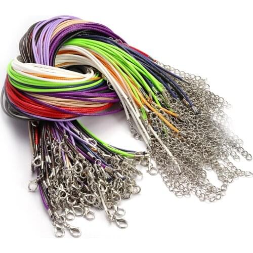 20Pcs 45cm+5cm Fauxs Leather Handmade Adjustable Braided Rope Pendant Charm Lobster Clasp String Cord for Jewelry Making DIY