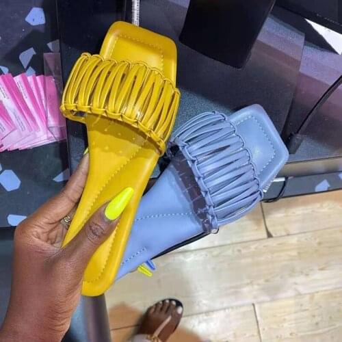 2021 New Women Flat Sandals Summer Slippers Slip-on Unique PU Leather Sandal Comfort Ladies Casual Travel Beach Shoes for Woman