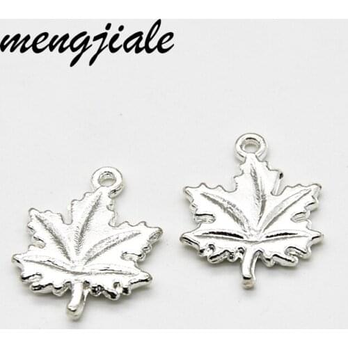 30pcs new style Bright silver Maple leaf Charms fit Ladies jewelry Pendant Bracelet DIY handmade accessories 20*15mm