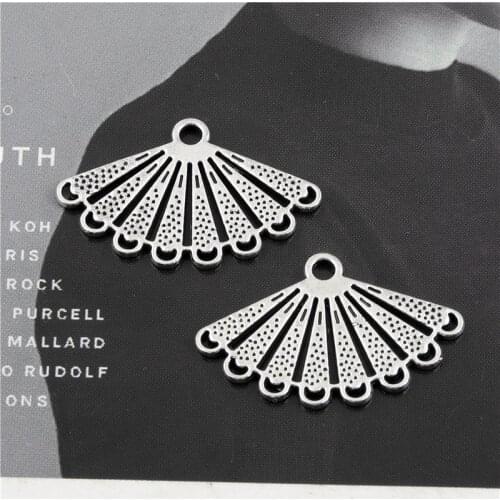 30Pcs Silver Color Chinese Folding Fan Charms Pendants Fit DIY Bracelets Jewelry Making Ornament Accessories 24x14mm A3132