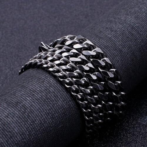 6/8/9/11mm Width Vintage Bracelets Punk Stainless Steel Cuban Curb Bracelets for Men Cool Chain Bracelet 2020 Male Jewelry Gift