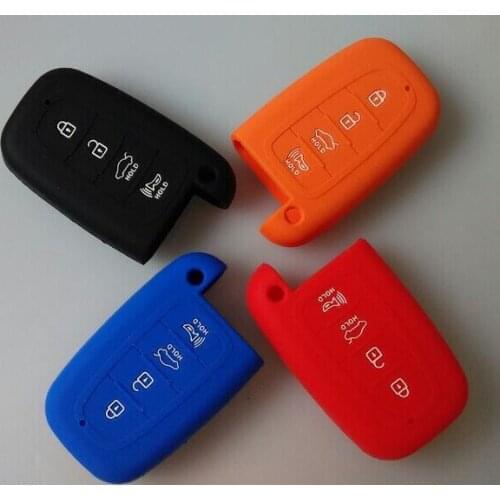 BBQ@FUKA 1Pc Silicone Remote Shell Cover Holder Key Case Fob Skin Fit For HYUNDAI Sonata Veloster Genesis Coupe Equus 4 Buttons