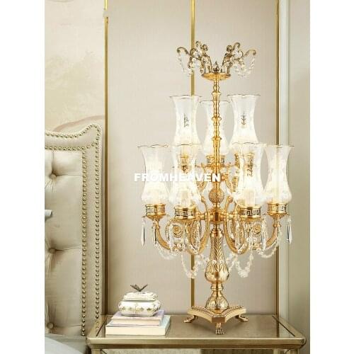 Free Shipping European Table Lights Lustre Brass Glass Bedroom D50cm 9L Table Lamp Creative LED Table Lighting Home Decoration