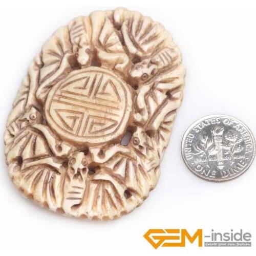 40x58mm Big Large White Carved Butterfly with Chinese Sign Bone Beads For Jewelry Making bulk 1 PCS Wholesale