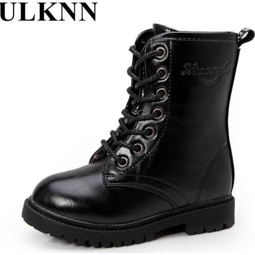 Kids Leather Winter Fur Ankle Boots For Boys Toddler Fashion Girls Snow Boots Childrens Shoes Lace up Rome Boots Kids Shoes