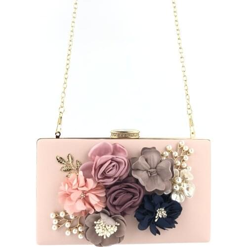 Boutique De FGG Floral Bush Women Flower Clutch Evening Purses and Handbags Wedding Bridal Party Beaded Pearl Bags