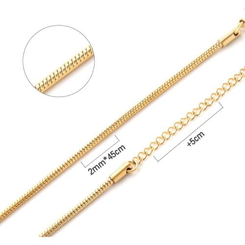 ASONSTEEL 1mm/2mm 45CM O-Chain Snake Necklace with Extender 316L Stainless Steel Link for Women/Men Accessories Jewelry