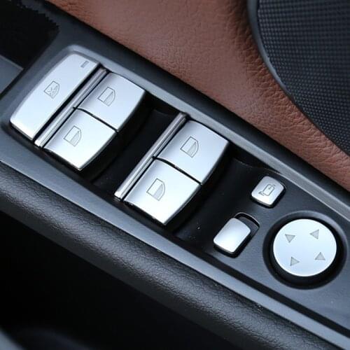 CNORICARC Chrome Door Window Glass Lifter Switch Button Cover Trim Decal For BMW f20 f30 f48 f34 Car Styling