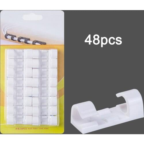 Cable Management Holder Clips 48Pcs/set Organizer Cord Wire Line Self-Adhesive Nail-free Self-adhesive Buckle