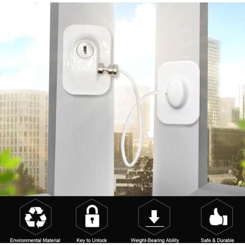 Kids Safety Window Lock with Keys Anti-fall Protection Adhesive Refrigerator Security Limit Lock Doors Fridges Building Windows