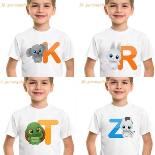 Children T-shirts Kids Clothes Boys T Shirts Animal Cartoon Kid Tshirt Girl Letter Q U Cartoon T Shirt M T K R Z X P Girls Tops