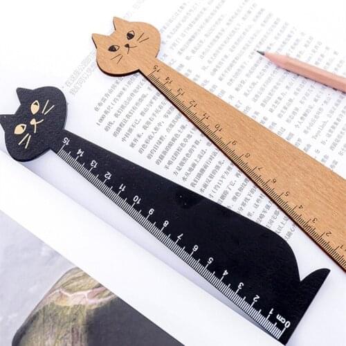 Ellen Brook 1 Piece New Cat Straight Ruler Wooden Kawaii Tools Stationery Cartoon Drawing Gift Korean Office School Supplies