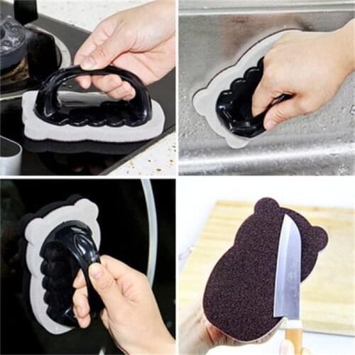 Little hippo with handle emery sponge wipe kitchen rust removal brush pot long handle cleaning brush