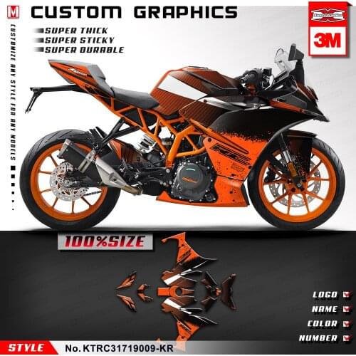 KUNGFU GRAPHICS Restyle Motorcycle Decals Stickers Complete Wrap Kit for RC 125 200 RC125 RC200 2017 2018 2019 2020 Orange