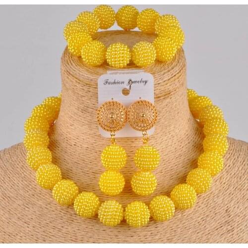 Simulated pearl Europe and America African necklace yellow jewelry set for women ZZ01