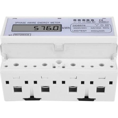 Energy Meter DDS576 Watt Hour Meter LCD Display 3 Phase 4 Wire 7P 380V Electric Energy Power Meter