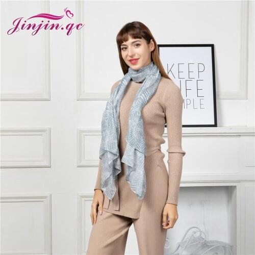 Jinjin.QC 2019 new autumn Female viscose scarf shawls and wraps scarves for women leafs printed long soft wrap fow ladies