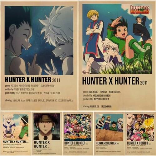 Classic Japanese Anime Hunter Vintage Posters Kraft Paper Cartoon Manga Sticker for Home Bar Cafe Art Wall DIY Decor Painting