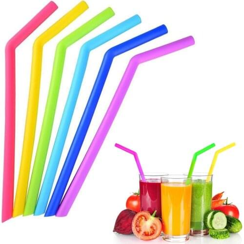 Reusable Silicone Straws Food Grade Straight Curved Silicone Straws Juice Milk Drinking Straws Bar Party Straws Bar Accessories