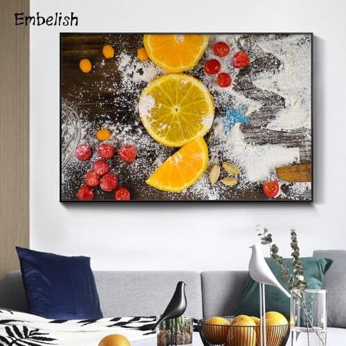 1 Pieces Fashion Kitchen Wall Posters For Living Room Frozen Berrys Lemon Fruits Pictures Modern Home Decor HD Canvas Paintings