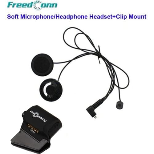 Soft Microphone & Speaker + Universal Clamp Mount for FreedConn T-Rex Motorcycle Bluetooth Helmet Interphone Headset