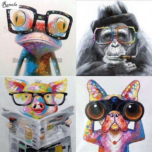 DIY Frame Painting By Numbers Children comical animals Paint By Number Hand Painted Calligraphy Painting 40x50cm Artowrk Gift