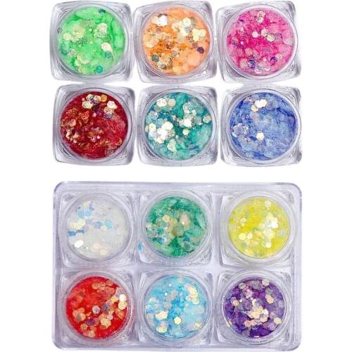 6 Bottles/Box Shinny Nail Decoration Set Fashion Manicure Glitter Tools Nails Ornament Stickers Accessories