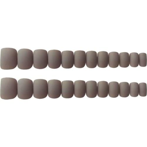 24 Pieces Pure Color False Nails Set, Full Cover Short Flat Head Matte Nails