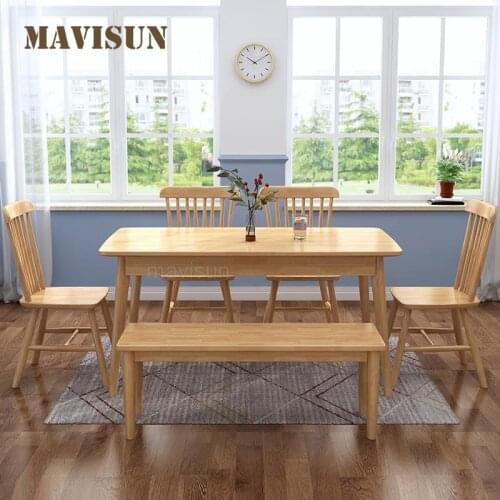 Nordic Solid Wood Dining Table And Chair Set Modern Simple Rectangular Small Apartment Kitchen Dining Table Outdoor Furniture