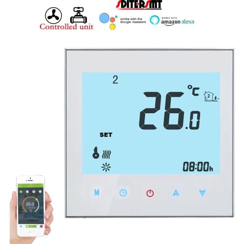 24V 95-240V Adjustable Digital 2 Pipe Fan Coil Thermostat WIFI with Dual Sensor MODBUS&RS485 Remote Temperature Air Conditioner