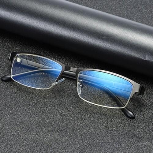 Anti-Blu-Ray Reading Glasses Ultra Light Half Rim Glasses Mens And Womens Retro Prescription Glasses