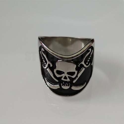 Wholesale Caribbean Captain Pirate Skull Ring Stainless Steel Jewelry Classic Motor Biker Men Ring SWR0121B