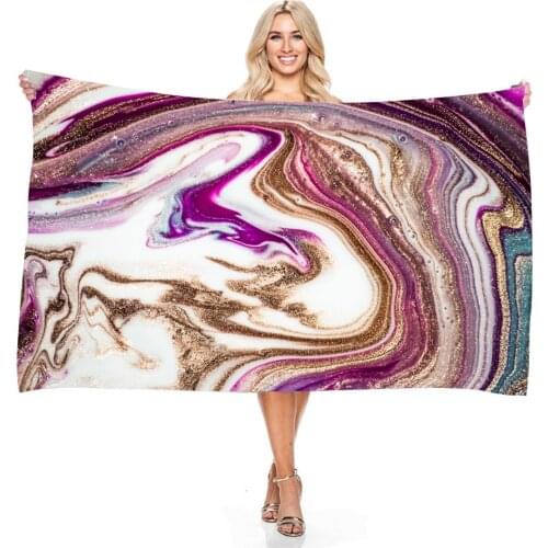 Swimming Towel Fabric Sand Free Multifuntion Beach Towels Gradient Marbling Pattern 3D Digital Print Beach Quik Dry Microfiber
