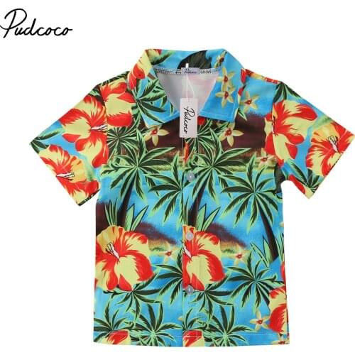 2018 Brand New Toddler Infant Kids Child Baby Boy Holiday Summer Shirt Tropical landscape Pattern Tops Casual Summer Shirt 0-5Y