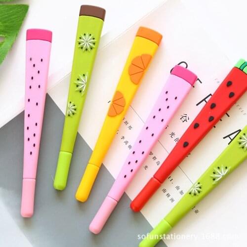 40 pcs/lot Cute Fruit Gel Pens For Writing Kawaii Watermelon 0.38MM Black Ink Pen for Student Gift office school supplies