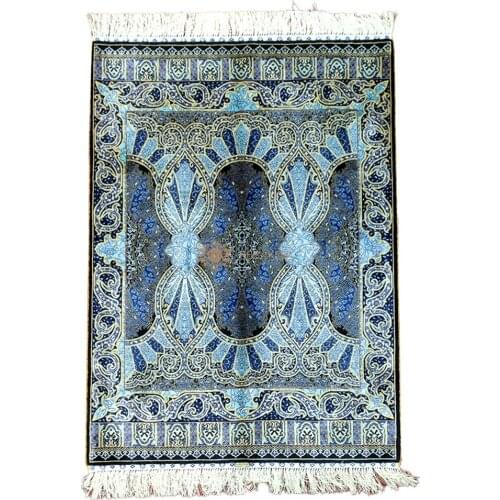 Seeykeep™ 2.7x4ft Rectangle Silk Handknotted Exquisite Blue Starry Door Design Rug-NY3016264