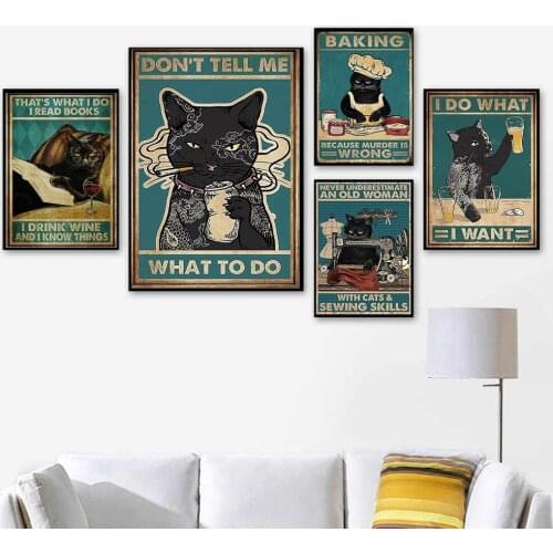 Chef Tailor Drink Red Wine Cat Wall Art Canvas Painting Nordic Posters and Prints Wall Pictures for Living Bedroom Decoration