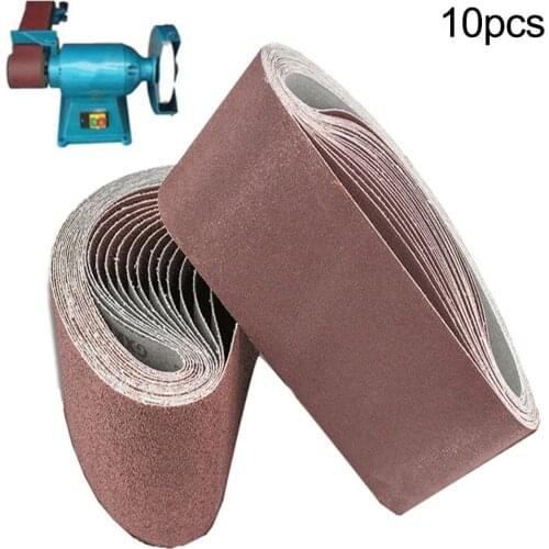 10Pcs 40/60/80/120 Grit Wine Red Sanding Belt Metal Wood Working Grinding Polishing Aluminum Oxide Sanding Belts Abrasive Tool