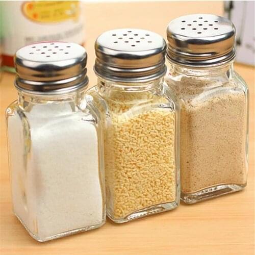 1Pcs Seasoning Bottle Glass Kitchen Creative Condiment Container Sugar Salt Pepper Flour Bottle