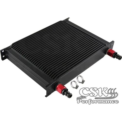 Universal 30 Row AN10 Engine Transmission Oil Cooler + 2pcs Fittings Black