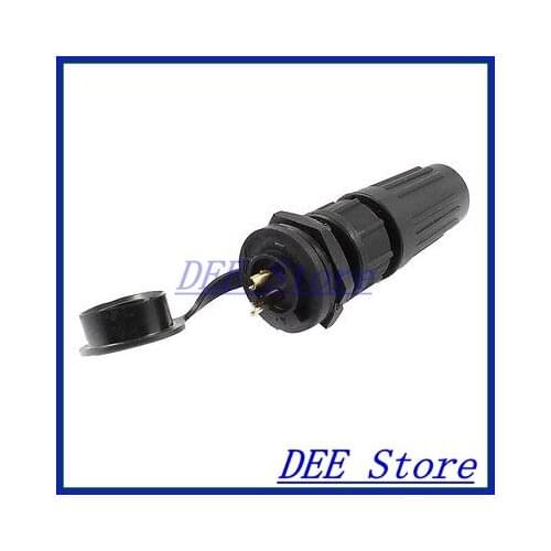 AC 125V 7A 5-7mm Waterproof Cable Gland 2-Pin Connector Aviation Plug + Cap