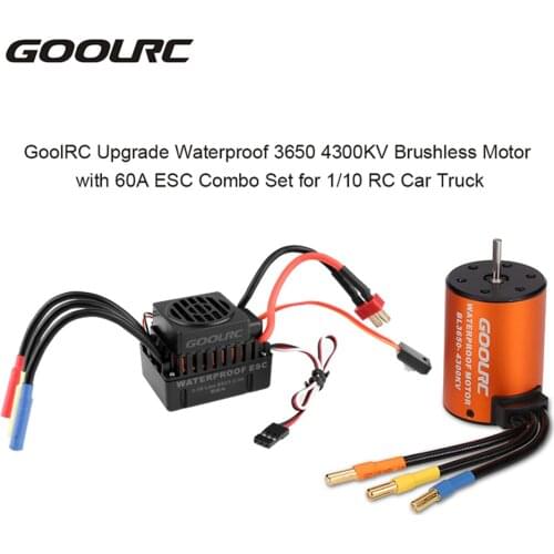 GoolRC Upgrade Waterproof 3650 4300KV Brushless Motor with 60A ESC Combo Set for 1/10 RC Car Truck