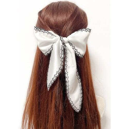 Lace Design Skinny Scarf Women Solid Color Slim Bandana Elegant Headwear HOT [6342]