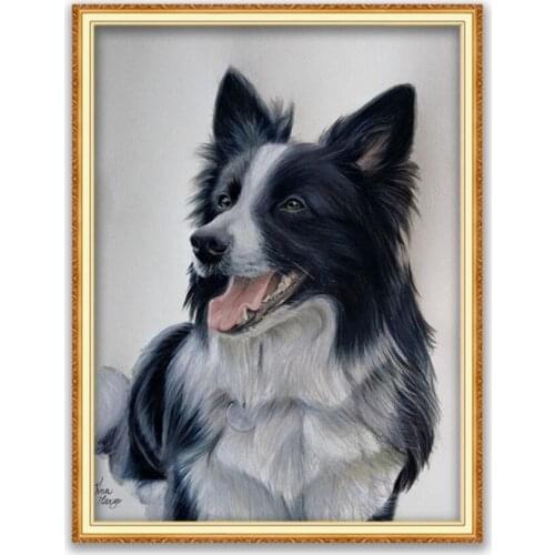 Animal German Shepherd DIY 11CT Cross Stitch Embroidery Kits Craft Needlework Set Cotton Thread Printed Canvas Home Decoration