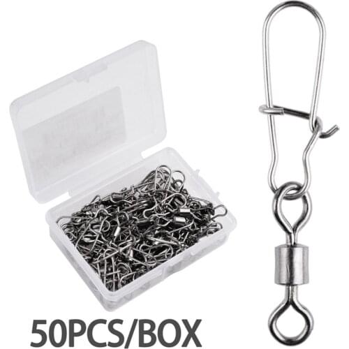 2/0# 1/0# 1#-14# Stainless Steel Fishing Connector Pin Bearing Rolling Swivel Snap Pins Fishing Tackle Accessories with box
